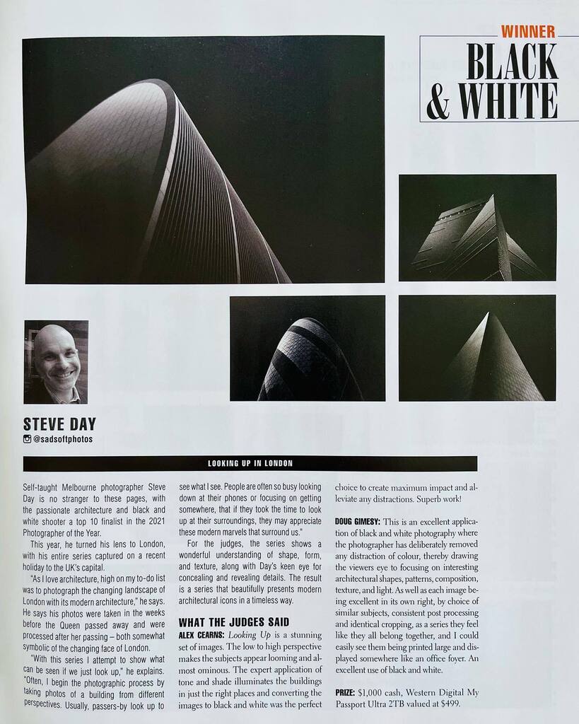 stevedayau's tweet photo. I finally got hold of a copy of @australianphotography_magazine and it's great to see my images in print. And I'm still amazed I won Photographer of the Year in the Black and White category.
.
#australianphotography_magazine #photographeroftheyear  #blac… https://t.co/ZKCWuYAELO https://t.co/m4Ae2Y8ajK