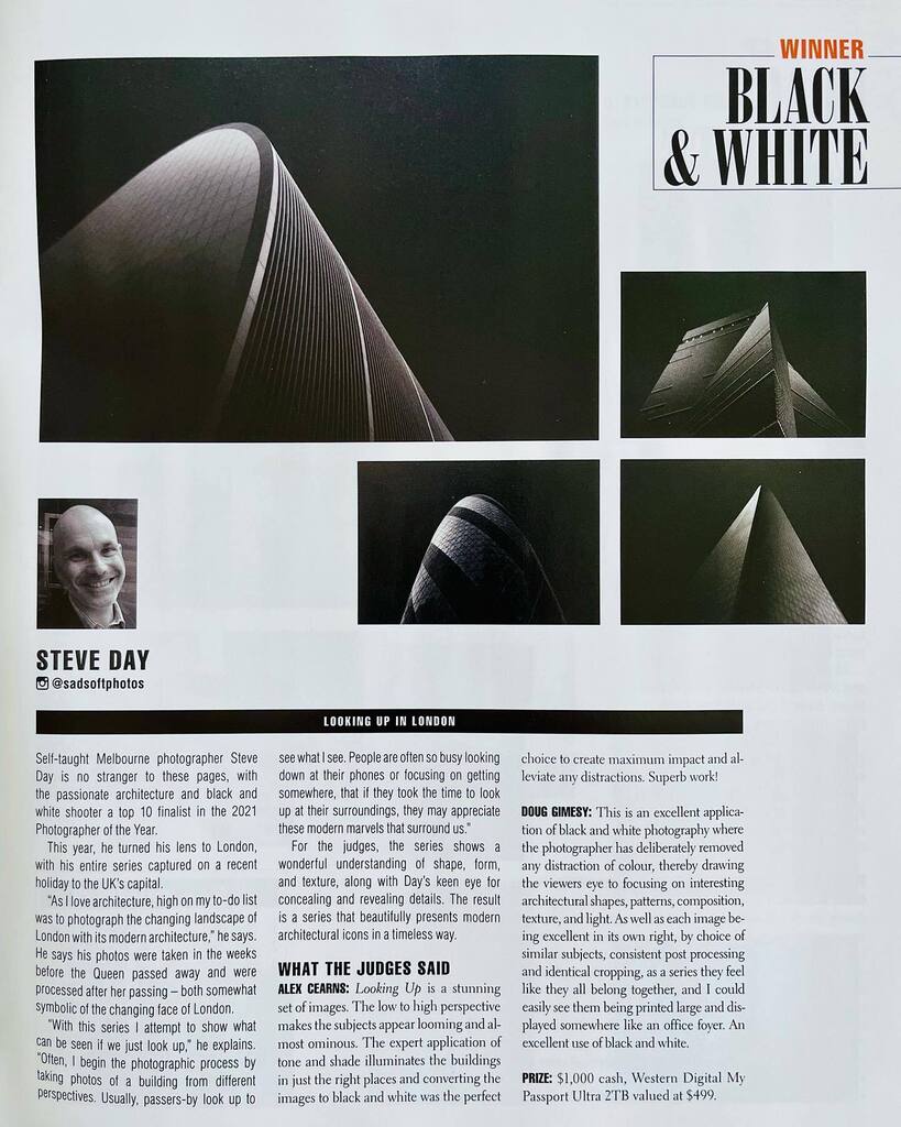 I finally got hold of a copy of @australianphotography_magazine and it's great to see my images in print. And I'm still amazed I won Photographer of the Year in the Black and White category. . #australianphotography_magazine #photographeroftheyear #blac… instagr.am/p/Coo5JbkyrMx/