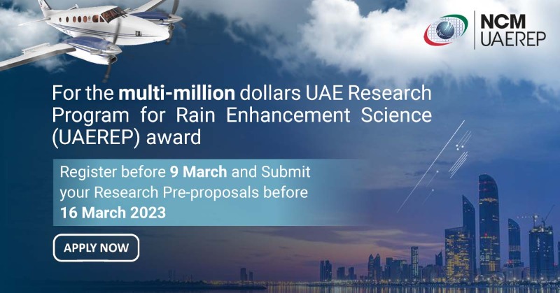 UAEREP's tweet photo. We invite you to join the UAE Research Program for Rain Enhancement Science journey to drive a positive change in global water security by submitting your research proposals for the 5th cycle of UAEREP’s multi-million award: https://t.co/OcTYonnKji