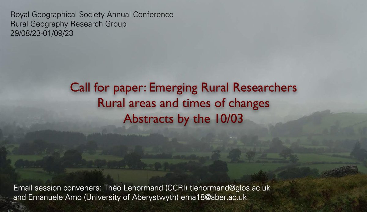 More @RGRG_Rural news: CFP Emerging Rural Researchers. #Rural areas and times of changes. More details: rgrg.co.uk/new-and-emergi…