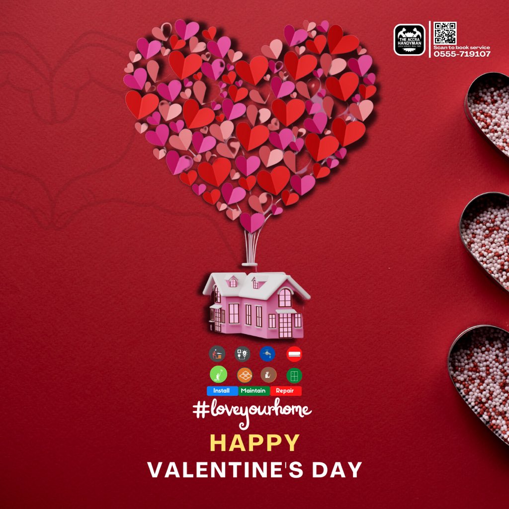 accrahandyman's tweet photo. Love is in the air, and so are savings with Handyman! Get up to 14% off on all service requests today. Treat yourself and your home this Valentine's Day. Click the link in our bio to request our services and give your home the love it deserves! #HomeMaintenance #Loveyourhome https://t.co/rksM2qzkpc