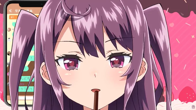 バレンタイン配信おつぴよ～美味しいものを食べる幸せそうな美少女JK...色気のあるテニプリトーク(?)雑談も大好きだし急に耳元で囁かれるのも最高だった～!!そしてこれはガチ恋距離ポッキーゲームりのち!!こんなん...好きやん...!!サァンフィィィッシュ... #バズりのん参上 