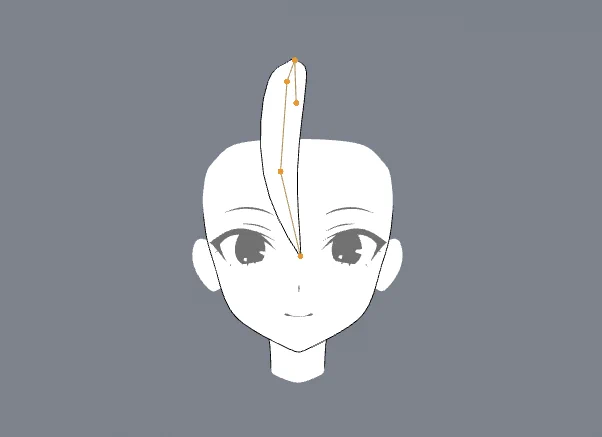 今回は何も考えない……とりあえずヘアー用の線ポリゴンを一本置きます。こいつをコピペ&コピペして髪の毛生やしていきます。バレンタインだし、カチューシャとかつけてメイドさん風味にしようかな……。 