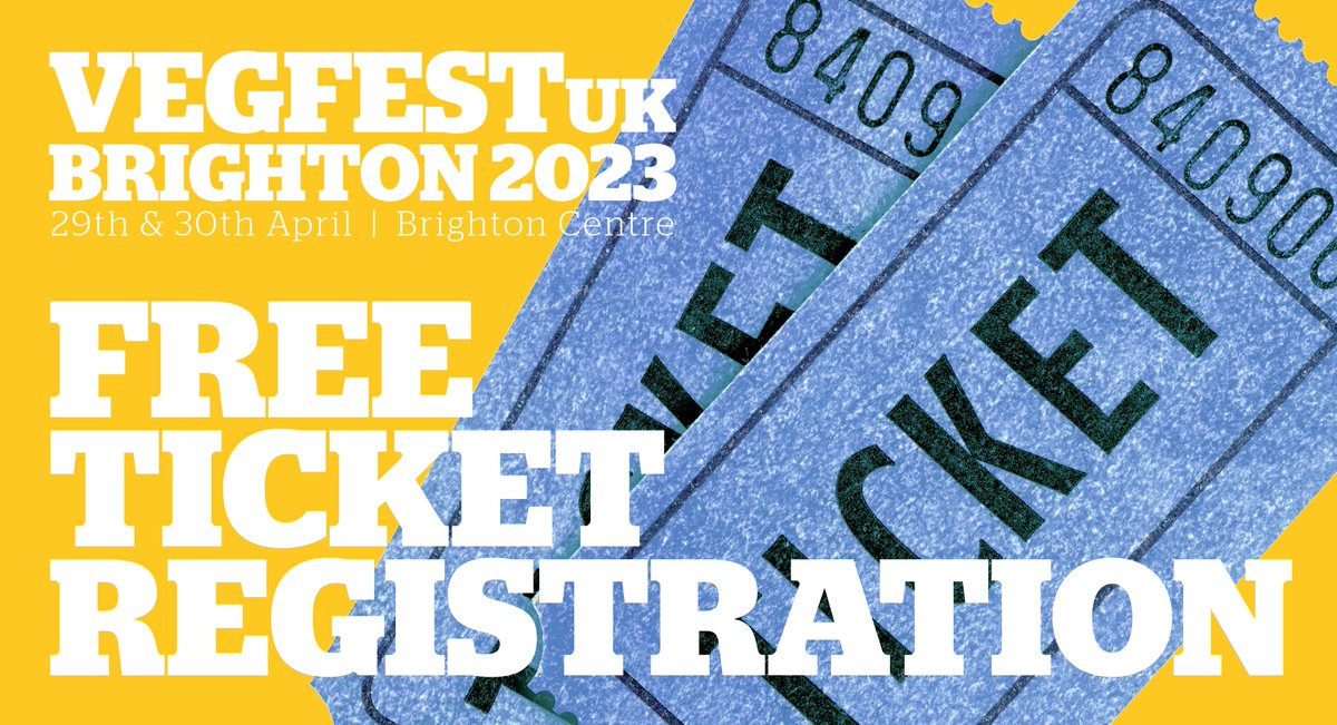 VegfestUK Brighton: Free Ticket Registration now open! 

Sign up for this free vegan event on April 29th &amp; 30th and join us in the UK's leading vegan city! 

Ticket registration is quick and available here:
vegfest.co.uk/brighton-ticke…

Read more &gt; vegfest.co.uk/2023/02/14/uks…