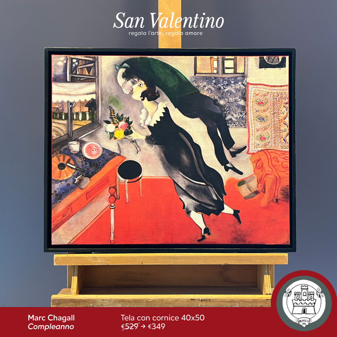pictografia's tweet photo. Per San Valentino regala alla tua metà un dono che accompagnerà il vostro amore per sempre! 
Esprimi i tuoi sentimenti attraverso l'arte❤️ 
"Compleanno" di Chagall disponibile online su https://t.co/X6b0CrlExe e nel nostro showroom in Via Claudio Treves a Città di Castello. https://t.co/tmVKnraIPE