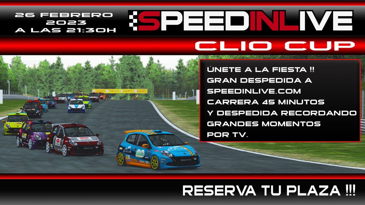 Nos despedimos con un evento especial, estáis todos invitados a vuestra casa.

Toda la info 👇

speedinlive.com/public/d/173-c…

.