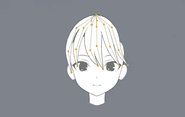 何も考えずにコピペでばんばん増やせるのがヘアーノードの良いところ。コピペするときは①最初の線ポリゴンを選択②Ctrl+C でコピー③一旦選択解除④Ctrl+Shift+Vでペースト④の時にShiftキー押すと別メッシュじゃなくて今のメッシュに対して追加貼り付けなのでラクチンです。 