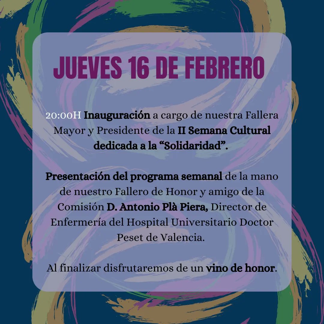 Falla3Forques's tweet photo. Dicha Semana Cultural se realizará entre los días 16,17 y 18 de febrero y contará con una Exposición, diversas charlas y actividades durante esos días. ¡Te esperamos! 🥳 https://t.co/ZZOMqnHxHC