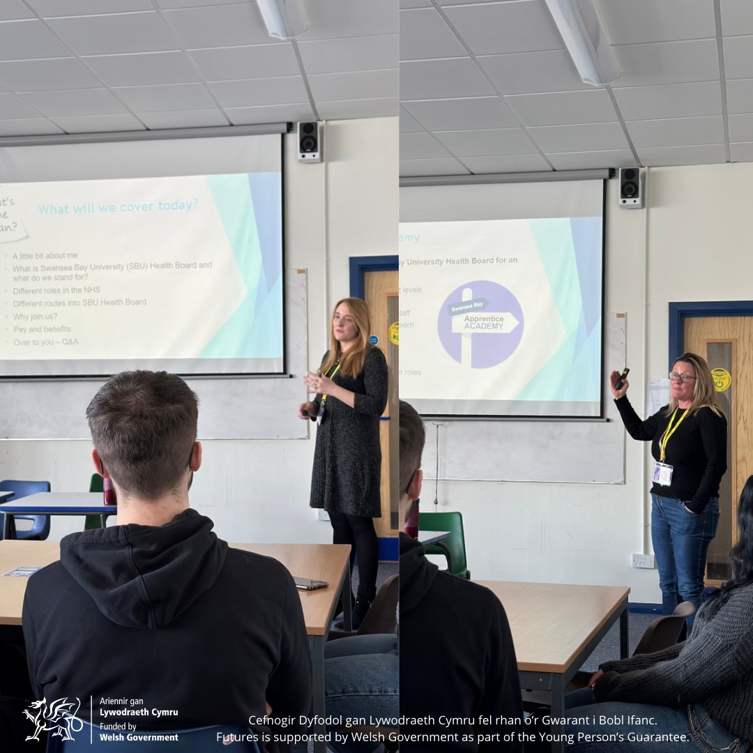 FuturesSwansea's tweet photo. A big thanks to @SwanseabayNHS for attending our @GowerCollegeSwa Futures Academy yesterday, speaking to students about the wide variety of roles available with the organisation, and providing some top tips for launching a career within the NHS!🏥
@SBUCareersTeam @SBUApprentices https://t.co/HODpiBnS87
