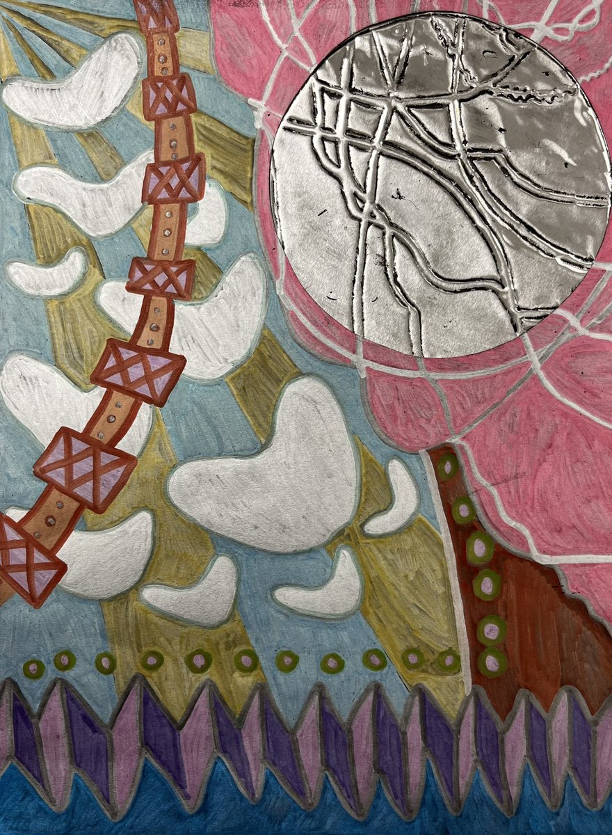 LaurenWellArt's tweet image. Principles of Design Metal Embossing! Students studied the Principles of Design and then created their metallic master pieces. They then cut out a section for the metal embossing.  #rennerart #rennerstrong #pisdcreatesart #k12artchat