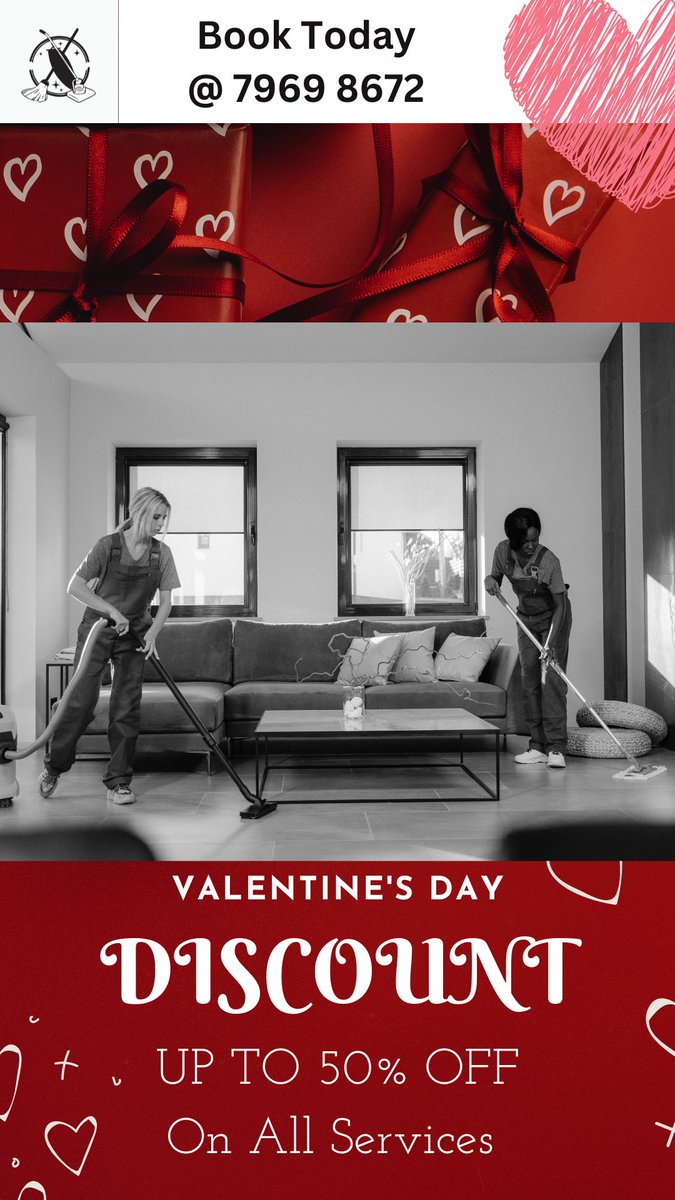 Celebrate Valentines in a clean space . 50% off on all our services. Limited Service. Book today!