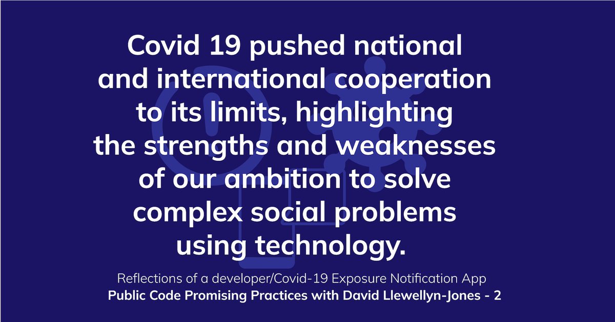 publiccodenet's tweet image. Covid 19 pushed national and international cooperation to its limits, highlighting 
the strengths and weaknesses of our ambition to solve complex social problems 
using technology.  @flypigahoy 

#PublicCodePromisingpractices 

mirrors.dotsrc.org/fosdem/2023/AW…

#OpenSource #Covid19