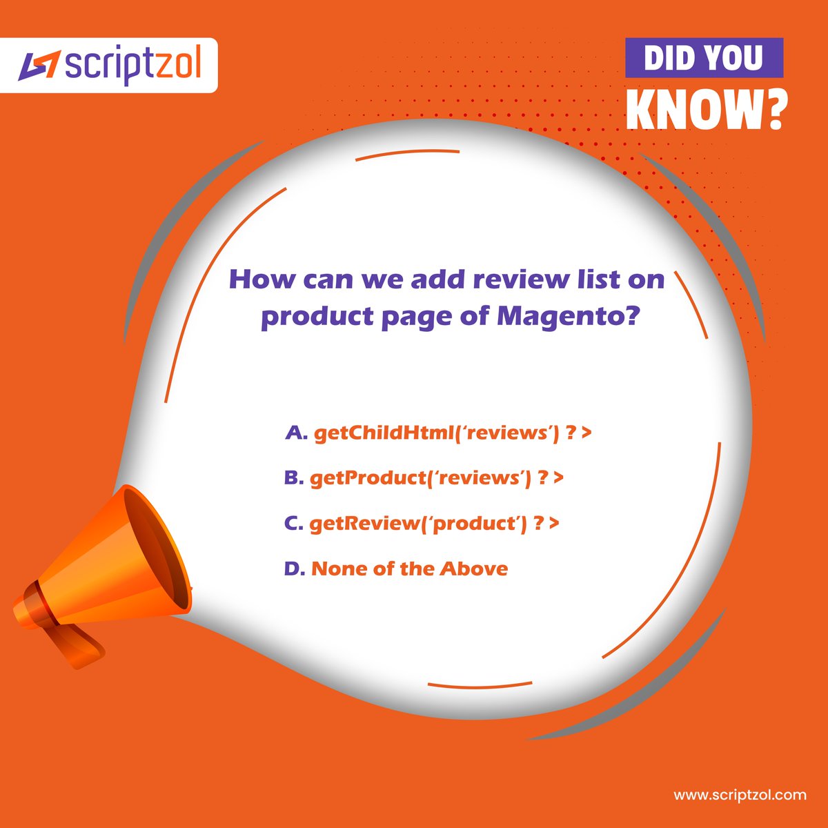 scriptzol's tweet image. How can we add review list on product page of Magento?
#quiz #devloperquiz #devquiz #magentoquiz #magentopoll #magento2 #m2extension #m2extensionquiz #magentoproductquiz #magentomodulequiz #scriptzolquiz #scriptzolpoll #scriptzol