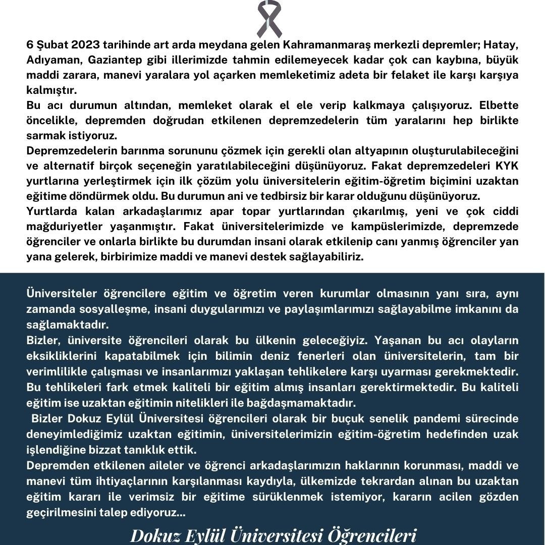 kpssyardim's tweet photo. Dokuz Eylül Üniversitesinden bazı öğrencilerin yapmış olduğu açıklama 
#uzaktan https://t.co/u8lI1deUTK