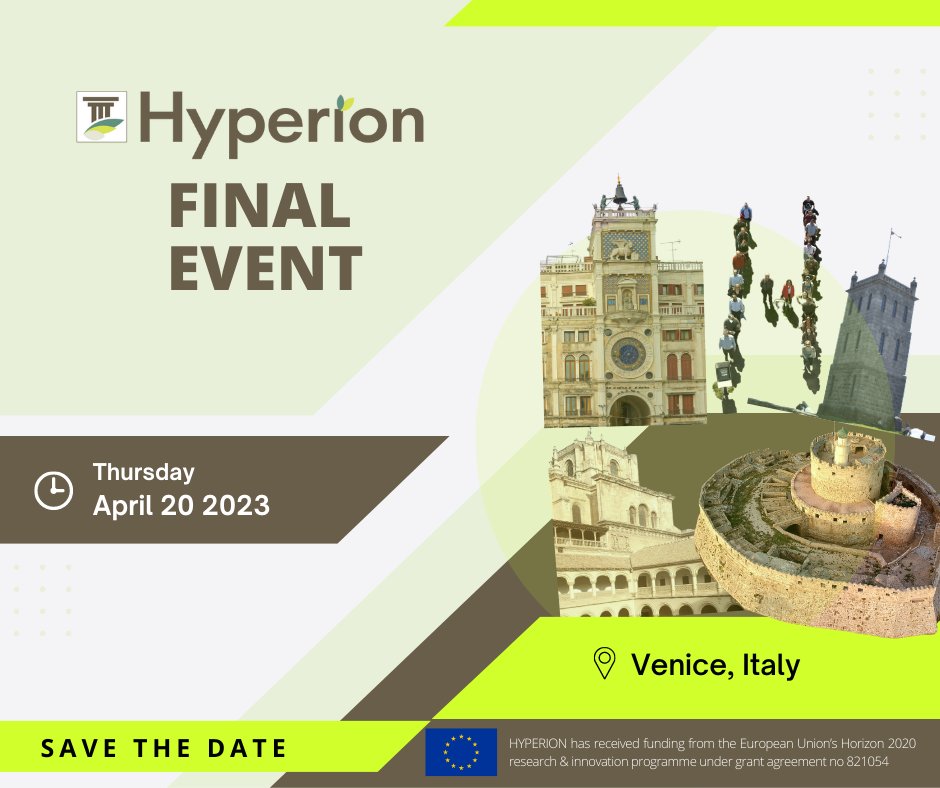 EuHyperion's tweet photo. ⚡SAVE THE DATE⚡
📢#HYPERION's Final Event!!
📆 20 April 2023
🌍 Venice of Italy
❓HYPERION's research results &amp; achievements toward the protection of #CulturalHeritage against #ClimateChange.
👉More information will follow soon!
https://t.co/yn0YbG4d5s
#H2020 #EU #Results https://t.co/0cx2x1z6Ep