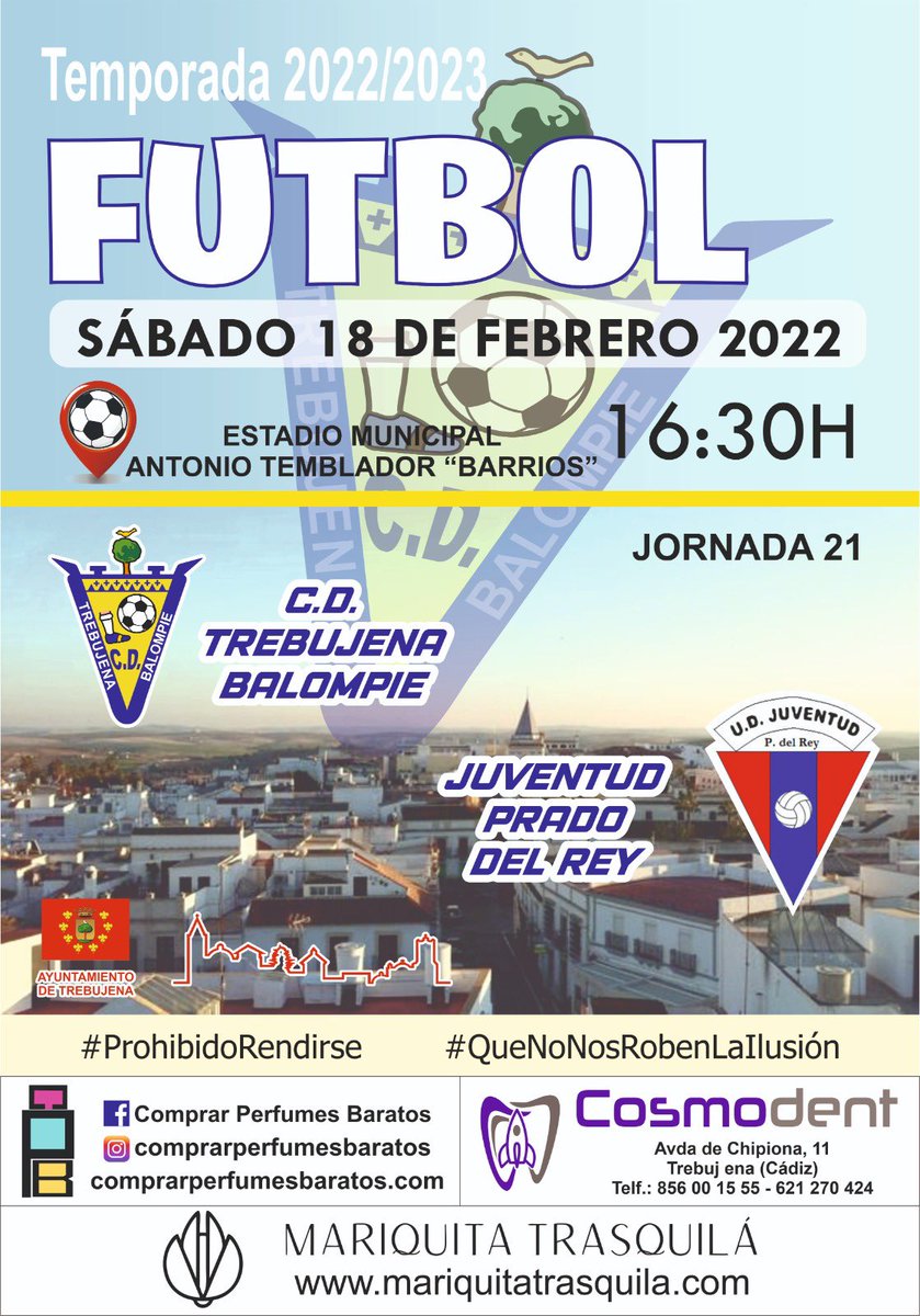 cd_trebujena's tweet photo. Os esperamos el sábado 18 a las 16:30h 
¿Te lo vas a perder?💛💙 https://t.co/rFeo3SHFom