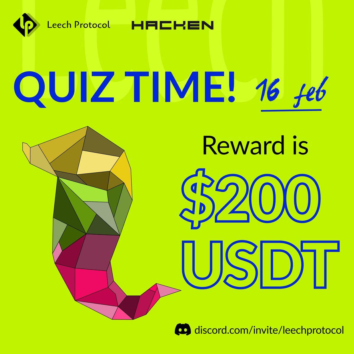 LeechProtocol's tweet photo. GM! Join the #quiz on our security strategy with our partners from Hacken to win a share of $200!

1️⃣ Follow @LeechProtocol  &amp; @hackenclub 
2️⃣ Like ♥️ RT ♻️ Tag 3 Friends 👇
3️⃣ Read our articles https://t.co/5nqjyXqm79 
✅ Join Discord for the quiz https://t.co/fVB5kIRht0 https://t.co/L6KZNpkmsf