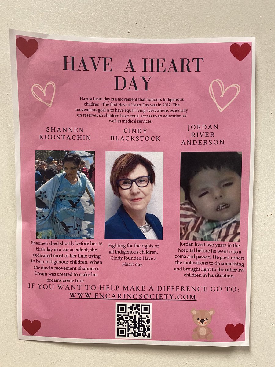 namwayut's tweet photo. Today is #HaveAHeartDay for First Nations children. Look for information shared throughout the school. And be sure to wear a heart to show you care. #bearsthatcare @OAnnouncements @cblackst @ugdsb https://t.co/V7hGz16nRg