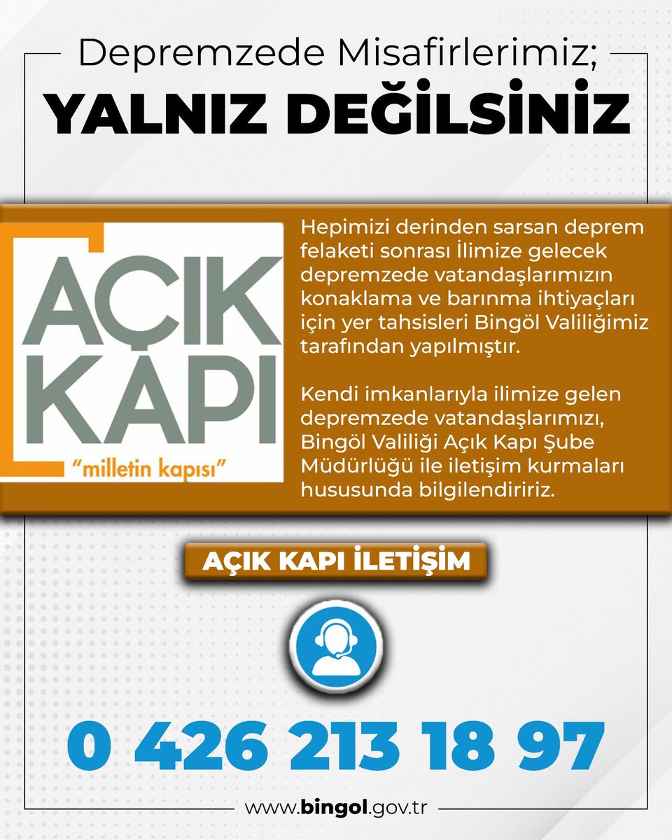 bingolvaliligi's tweet photo. Depremzede Misafirlerimiz; 
Yalnız Değilsiniz! https://t.co/NEkYWX6Cep