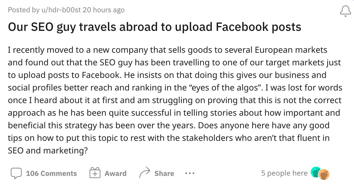 rustybrick's tweet photo. This SEO guys travels around Europe posting photos on Facebook claiming it helps with SEO and visibility, Google says no. https://t.co/R9aQQ4pc6Z https://t.co/ekMKlpz4Al