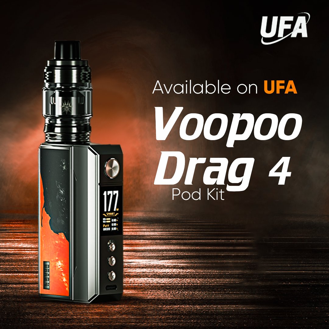 Drag 4 Box Mod Kit by Voopoo With the GENE Chipset at the helm, the Drag 4 Kit can produce up to 177W of power utilizing two 18650 batteries to fire the UFORCE-L Tank.

Order - bit.ly/3xlYWwI
.
.
.
#UFAMarketplace #Voopoo #Drag4 #VoopooDrag4 #VoopooPodKit #podKit #vapeuk