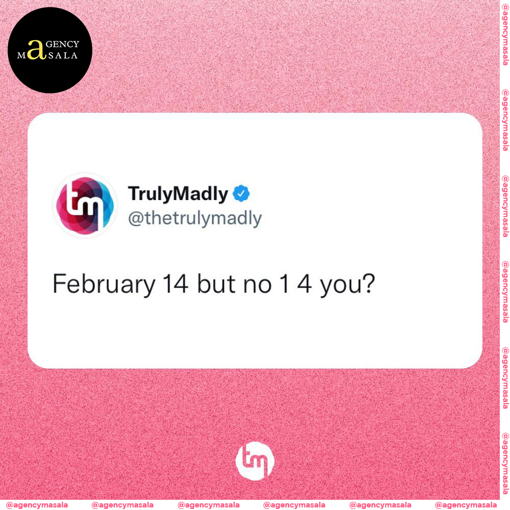 AgencyMasala's tweet photo. Valentines Day Saga ft. brands and their witty creatives.

Which one did you like the most? 😍
.
.
.
#AgencyMasala #valentines #valentinesday #valentine #valentines2023 #brands #brandads #valentineweek #brandmoments #momentmarketing #topical #trending #topicalspot https://t.co/shKGSDHPKG