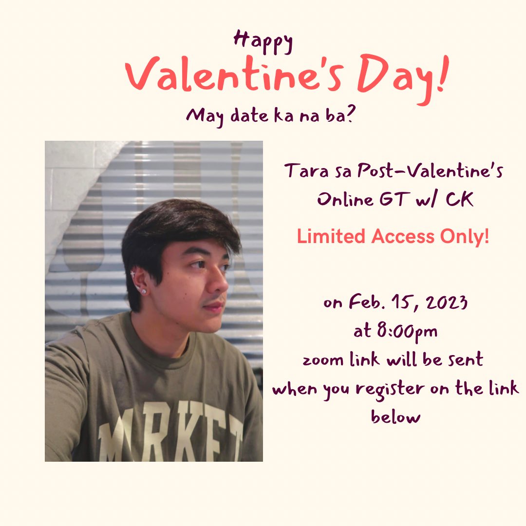 CKTeamOnline's tweet photo. Tara sa Post-Valentine’s Online GT with @hashtag_CK 😊 This is open to all fan groups and casual supporters. Register on the link below https://t.co/OTbEDbmpfX