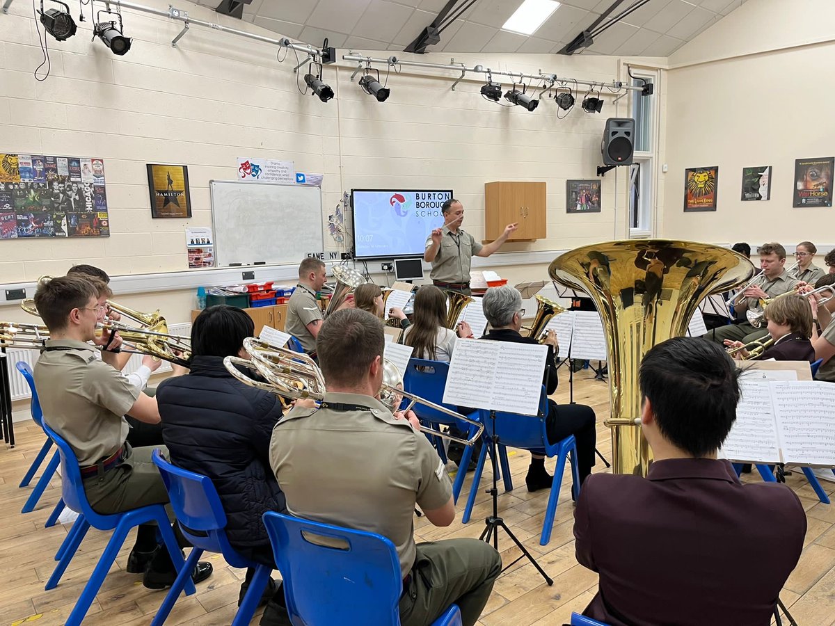 We’re excited to welcome HM Royal Marines Band Lympstone to school today to work with musicians from <a href="/BurtonBorough/">BBS</a> <a href="/HabsAdamsGS/">Haberdashers' Adams</a> <a href="/NGHS_Info/">Newport Girls' High</a> and Newport Juniors. Sectional rehearsals underway 🎶🎶🎶 <a href="/RMBandService/">The Bands of HM Royal Marines</a>