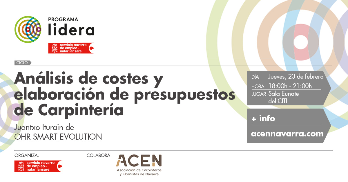 empleo_na's tweet image. 🔨Dirigido a profesionales del sector de #madera y #mueble

Curso sobre “Análisis de costes y elaboración de presupuestos de carpintería”. 

🔺bit.ly/3IkL107

⏱3 h.
✋Presencial
📌J. 23/02
☑️De 18 a 21 h.
☑️Remigio Múgica 2-4. Pamplona

#ebanistas #navarra #formación