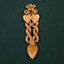 On Valentines Day, a beautifully carved Welsh lovespoon. Personally, I would prefer something like this rather than receiving red roses!