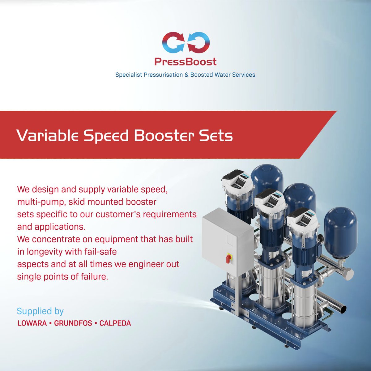 PressBoostLtd's tweet photo. We design and supply variable speed, multi-pump, skid mounted booster sets specific to our customer’s requirements and applications. 
#Lowara #Calpeda #Grundfos
https://t.co/ZjTczxFsOs https://t.co/JFuqOJFg1T