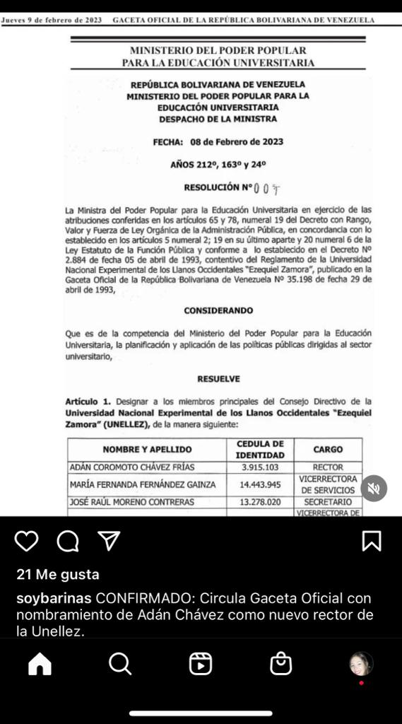 edeciofernandez's tweet photo. Nuevo rector de UNELLEZ Barinas, Adán Chavez https://t.co/O56lgMI0Vg