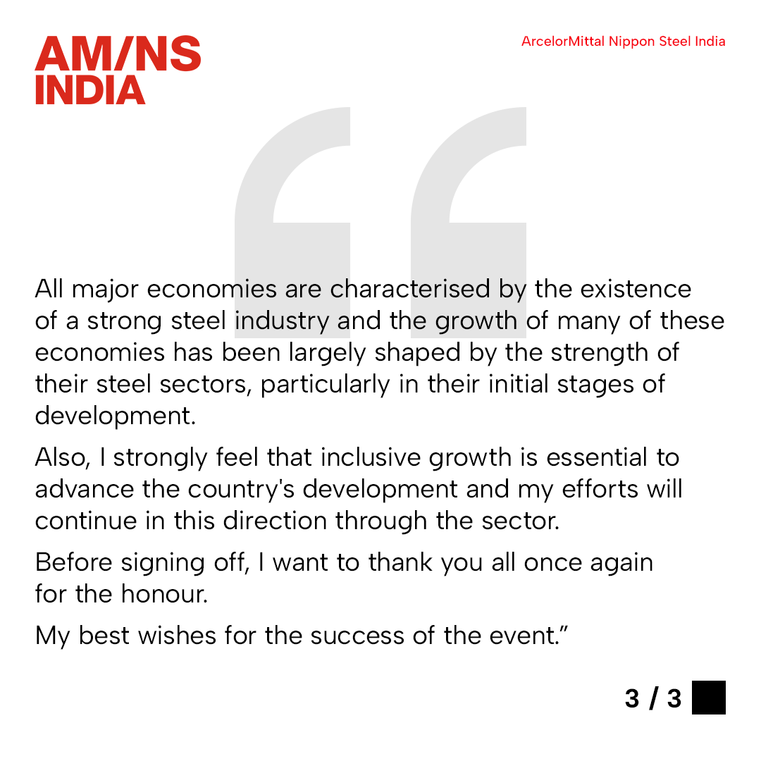 AMNSIndia's tweet photo. Vested as 'Man of the Year' by @FCCIndia and @CWmagazine at the #MakeInSteel Conference and Awards 2023, our CEO - @dilipoommenamns - conveys his gratitude for the coveted honour and reiterates the industry's role in building the #5TrillionEconomy.
#SmarterSteelsBrighterFutures https://t.co/CQJwqEY4d4