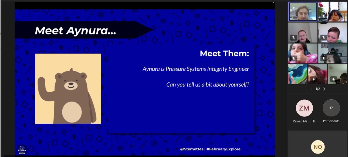 Stemettes's tweet photo. Weโre onto our second activity & #STEM talk of the day; thereโs so much creativity in each virtual room ๐ก
#FebruaryExplore
#WomenInSTEM https://t.co/4ApHKrUhKd