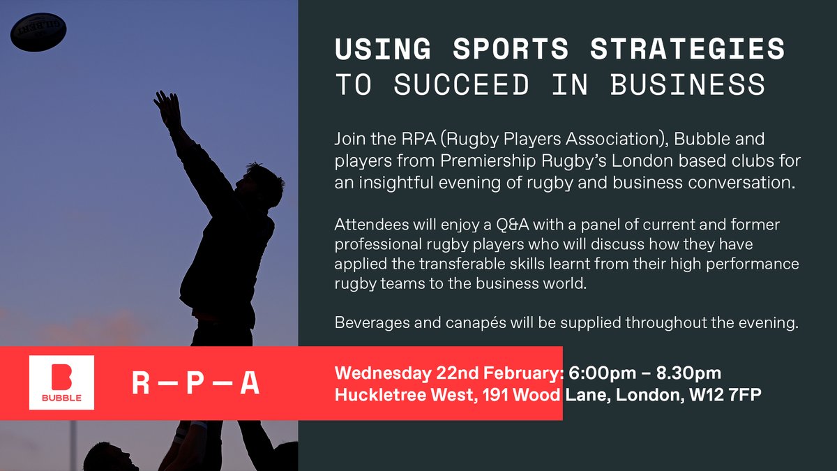 theRPA's tweet photo. Join us &amp; @bubbleChildcare at our networking event next Wednesday

Joining us on our Q&amp;A, hosted by @marklambert3 are @JamesR_Chisholm &amp; Ali Chisholm from Choccy Nut Pot, @daviniacatlin from @winmarginsports and Tom Holmes from @_bach95 

To register, email jplinston@therpa.co.uk https://t.co/nxKT47vzW6
