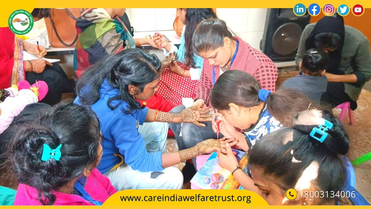 Ladies and girls are learning to apply henna.

#careindiawelfaretrust #ciwt #mehndi #henna #wedding #hennaart #hennaartist #mehndidesigns #hennatattoo #mehendi #mehndidesign #hennadesign #mehndiartist #hennadesigns #bride #bridalhenna #hennainspire #indianwedding #bridalmehndi