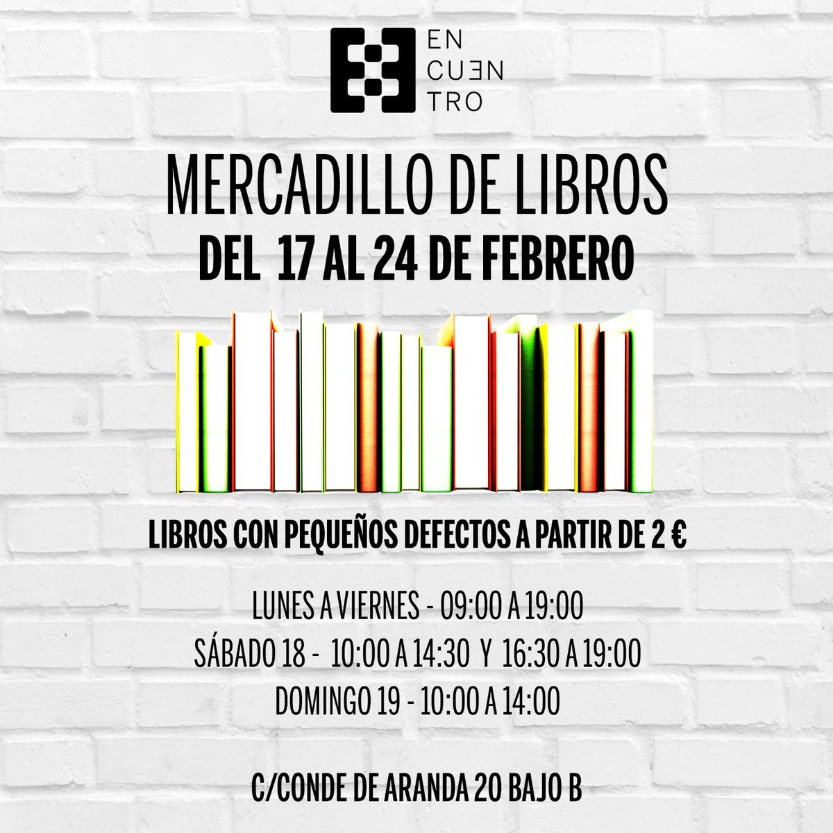 EEncuentro's tweet photo. ¡No os perdáis esta ocasión de haceros con nuestros libros a un precio inmejorable! 📚 Pasaos por nuestra sede https://t.co/mZW1Ncssg1