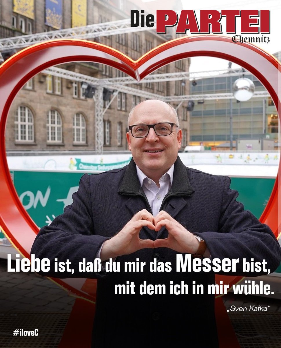 DiePARTEI_KMS's tweet photo. Unser Valentinsschatz #OBSveni: sparsam, genügsam, 2 Gesichtsmuskeln, simpel in Geist und Mimik, Lauchgemüse des Jahres und freiwillige 🔥wehr Bockwursttestesser - einer von uns! #Chemnitz #iloveC #chemnity https://t.co/4o5hr6n12j