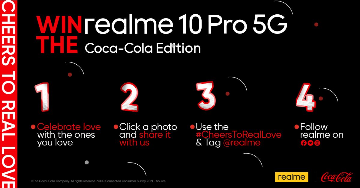 realmeIndia's tweet photo. Win a #realme10Pro5GCocaColaEdition this Valentine’s! Celebrate the spirit of love, hug your loved ones, hold their hands, share it with us, and stand a chance to take home the coolest smartphone ever. Go now!
#CheersToRealLove #Contest https://t.co/weEcurVvTB