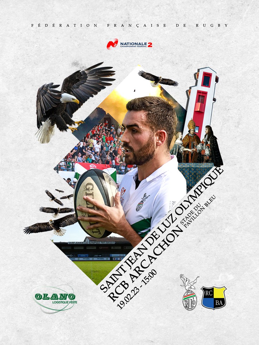 𝐒𝐉𝐋𝐎-𝐑𝐂𝐁𝐀: 𝐋'𝐀𝐅𝐅𝐈𝐂𝐇𝐄 𝐃𝐔 𝐌𝐀𝐓𝐂𝐇 🦅

📅 DIMANCHE 19 FÉVRIER
🏆 Nationale 2 - Journée 16
🆚 Rugby Club Bassin d'Arcachon RCBA
🏟 Stade du Pavillon Bleu
⏰ 15:00
📲 Score en direct sur l'appli "SJLO RUGBY"

#SJLORCBA 🦅