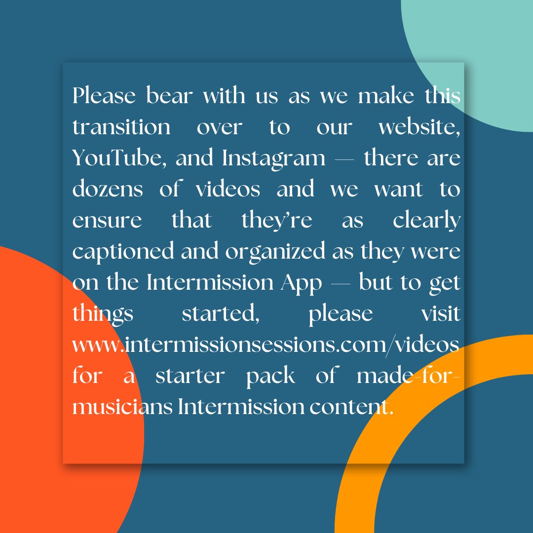 A wee update… we’ve missed you, Intermission Fam! ♥️

Subscribe to our YouTube channel for dozens of free #musicmovementmindfulness videos… so you can #takeanIntermission with us anytime, anywhere, from any device!
youtube.com/@intermission1…

love,
<a href="/afroviolinist/">Melissa White</a> and <a href="/ElenaUrioste/">Elena Urioste</a>