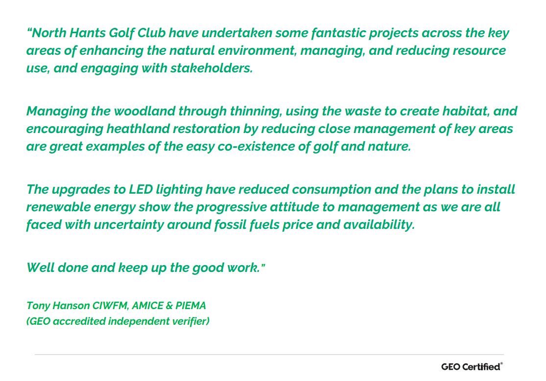 North Hants GC (@northhantsgc) on Twitter photo We are delighted to be the first club in Hampshire to be awarded <a href="/sustainablegolf/">GEO Foundation for Sustainable Golf</a> certification. This further highlights our commitment to protecting the 🌎 and the future of the sport.Much hard work and effort by the club team and buy-in from our wonderful members👏🏼 #golf #nhgc We are delighted to be the first club in Hampshire to be awarded <a href="/sustainablegolf/">GEO Foundation for Sustainable Golf</a> certification. This further highlights our commitment to protecting the 🌎 and the future of the sport.Much hard work and effort by the club team and buy-in from our wonderful members👏🏼 #golf #nhgc
