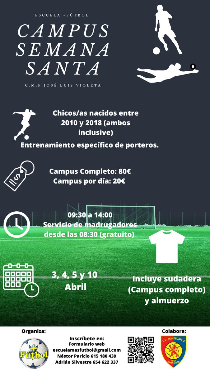 UDMontecarlo's tweet photo. 𝗖𝗔𝗠𝗣𝗨𝗦 𝗧𝗘𝗖𝗡𝗜𝗙𝗜𝗖𝗔𝗖𝗜𝗢𝗡 𝗦𝗘𝗠𝗔𝗡𝗔 𝗦𝗔𝗡𝗧𝗔

📅 3, 4, 5 y 10 de abril
⚽️ Para niños y niñas nacidos entre 2010 y 2018 (Ambos inclusive).
🥪🧃 Almuerzo diario
⏰️ De 09.30 a 14.00 (servicio madrugadores 08.30 gratuito)

📝 Apuntate en:

https://t.co/EDRBIhArM2 https://t.co/4crTXCE7Ku