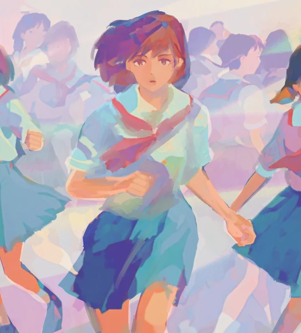 大人数とカラーの絵の練習 