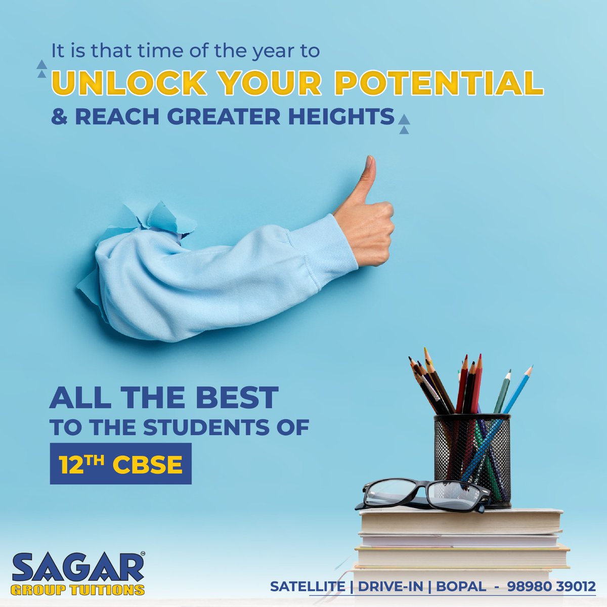 All the best for your exams! Remember to stay focused and believe in yourself. Success is within your reach.

#sagargrouptuitions #12thboardexams #12thstudents #12thboards #tutoring #allthebest #commercestudents #humanities #CBSE 😇