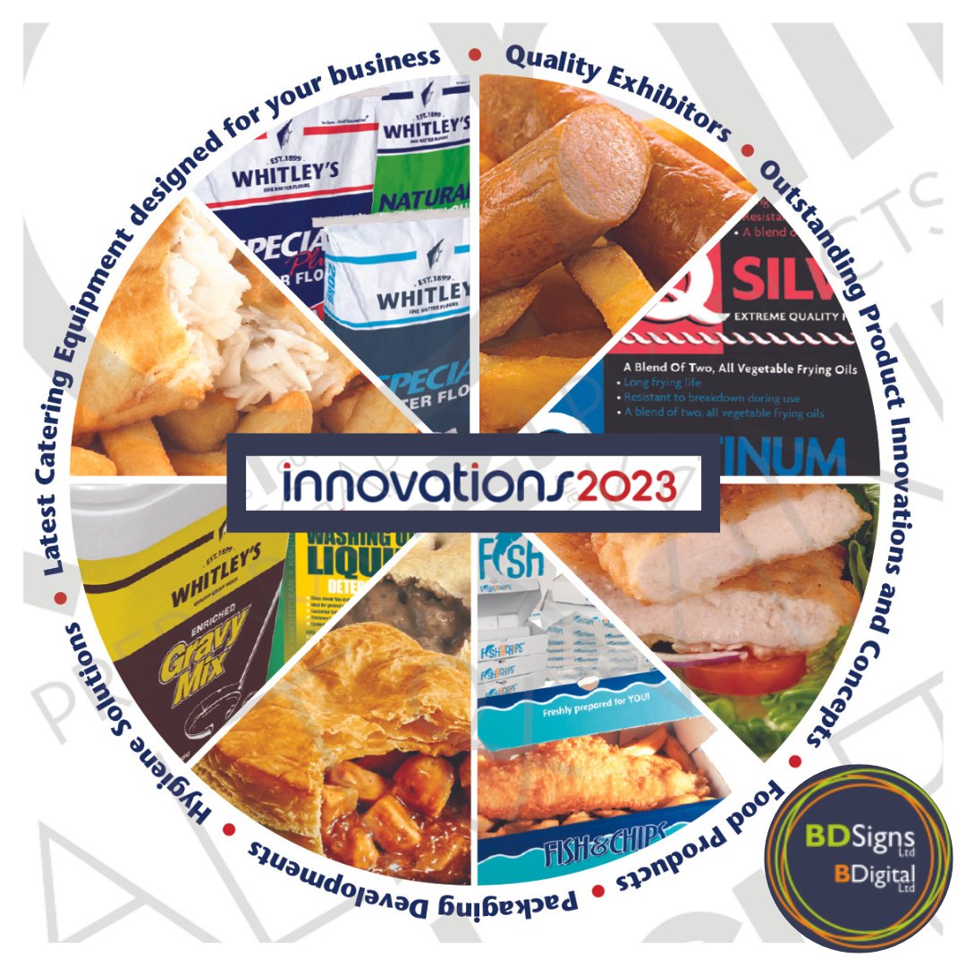 We are excited to be exhibiting at INNOVATIONS 2023 this Sunday! The North West's major exhibition for Fish & Chip and Fast Food trade, come and experience our fish and chip and fast #foodsignage & digital menu solutions! #fishandchips #fishandchipshops #menudisplays #signshop