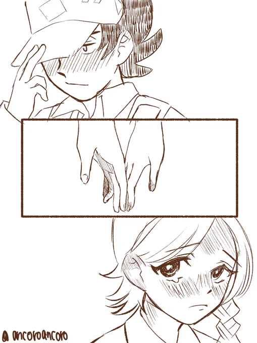馬鹿の一つ覚えみたいな絵ばっか描いて本当にすみません。手が触れるだけでめちゃくちゃ緊張感走る感じが好きなんです。ピニャアオ あー😇好き 