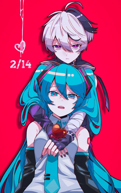 2月14日ですって…?  #イラスト #初音ミク #v_flower