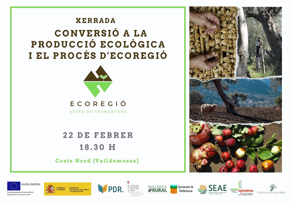 TramuntanaXXI's tweet image. 📣🍊El pròxim 22 de febrer convidam a veïns i veïnes de Valldemossa (i a qualsevol interessat en agroecologia) a participar a aquesta xerrada sobre conversió a la producció ecològica i el procés d'ecoregió 

🖋Podeu apuntar-vos a aquest enllaç: bit.ly/3IkyaLo