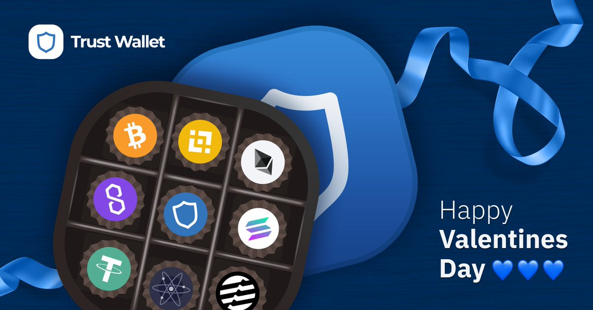 TrustWallet's tweet photo. Happy #ValentinesDay! 💙

Imagine getting these chocolates 🤤...what would be in your #Crypto chocolate box? 👇 https://t.co/W0j7s5waib